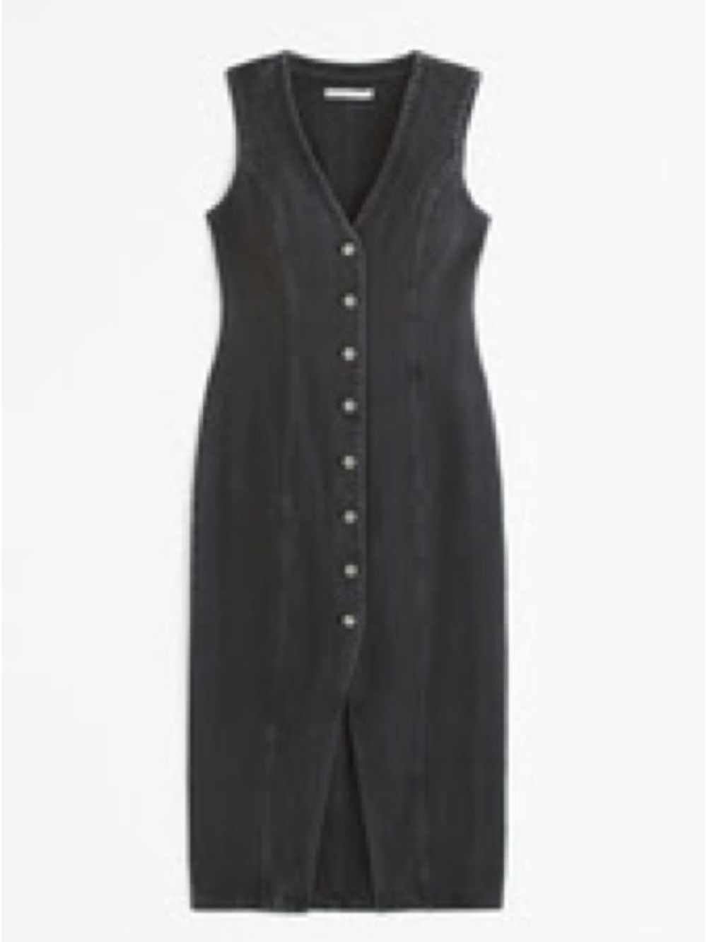 Abercrombie and Fitch Mara Vest Sleeveless Black Button-Front Denim Midi Dress